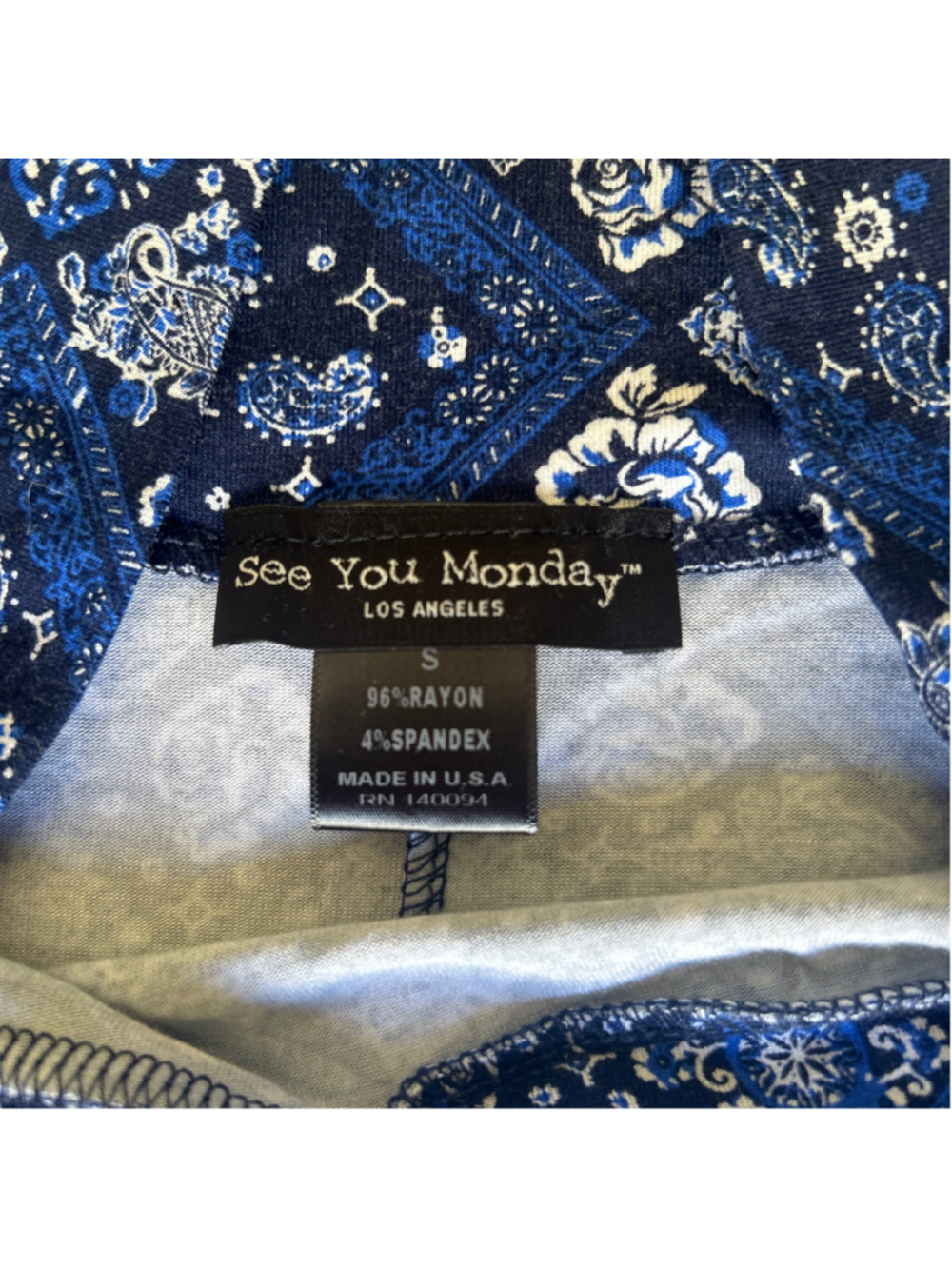 Women's See You Monday Blue & White Paisley Bandana Maxi Skirt S - Picture 2 of 3